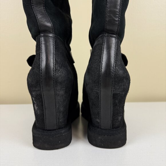 Like New ASH Yuka Sheep Skin+ Calf Over The Knee Wedge Boots Shearling - Picture 7 of 16